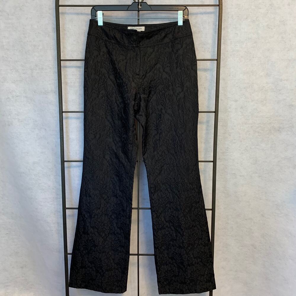 KAY‎ UNGER NY Floral Damask Silk Blend Pants Black Women's Size 4